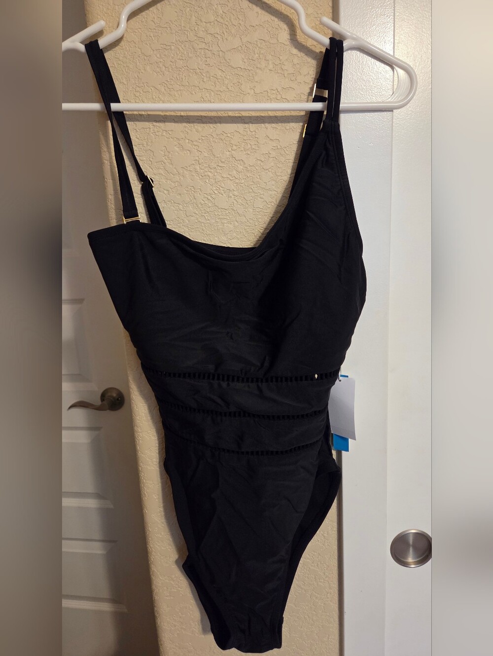 Bleu Rod Beattie Black One-Piece Swimsuit with Ladder Waist Detail
